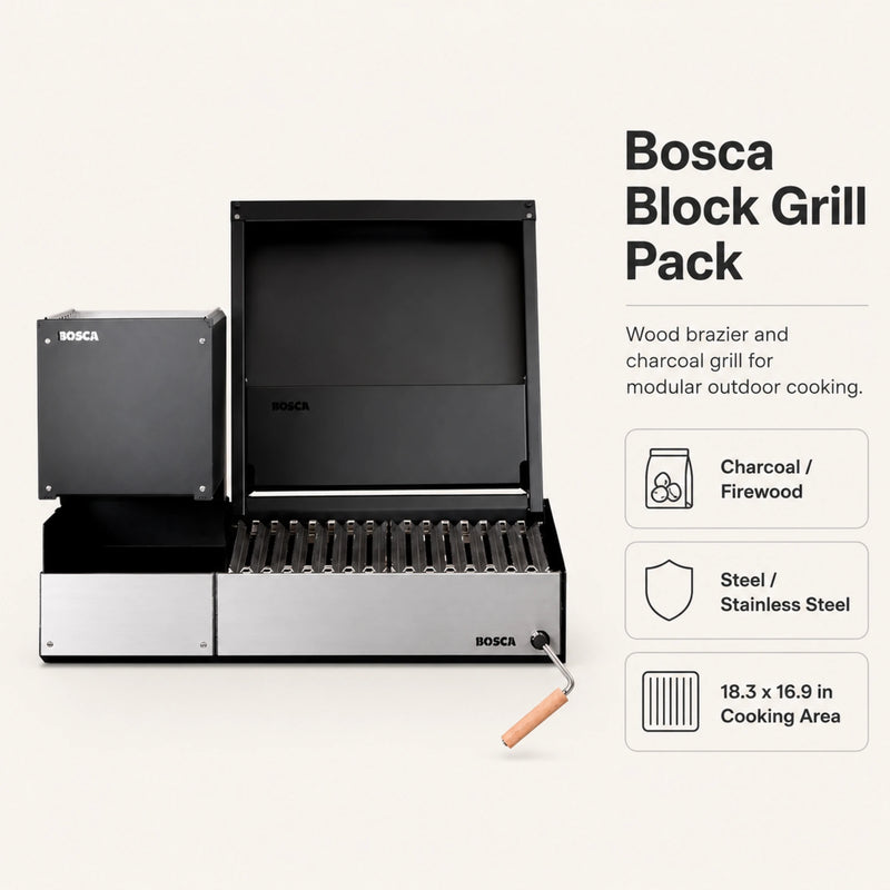 Bosca Block Wood Brazier 250 + Block 500 20" Built-in Charcoal Grill | GW STORE