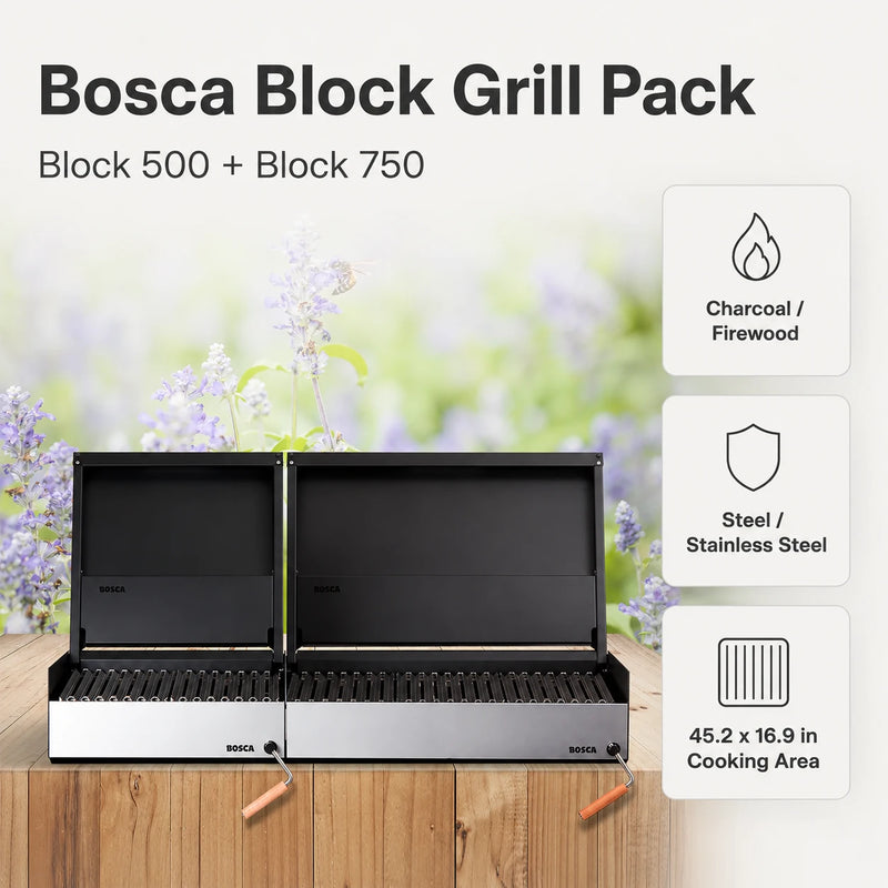 Bosca Pack Block 500 20" Built-in Charcoal Grill + Block 750 30" Built-in Grill | GW STORE