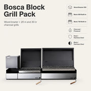 Bosca Pack Block Wood Brazier 250 + Block 500 20" Built-in Charcoal Grill + Block 750 30" Built-in Grill | GW STORE
