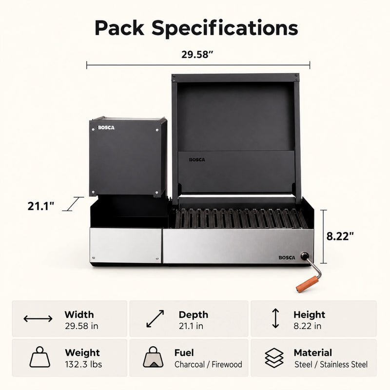 Bosca Block Wood Brazier 250 + Block 500 20" Built-in Charcoal Grill | GW STORE