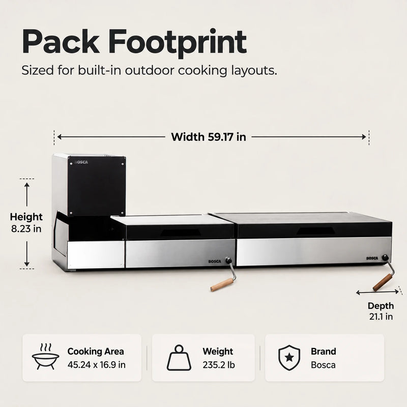 Bosca Pack Block Wood Brazier 250 + Block 500 20" Built-in Charcoal Grill + Block 750 30" Built-in Grill | GW STORE