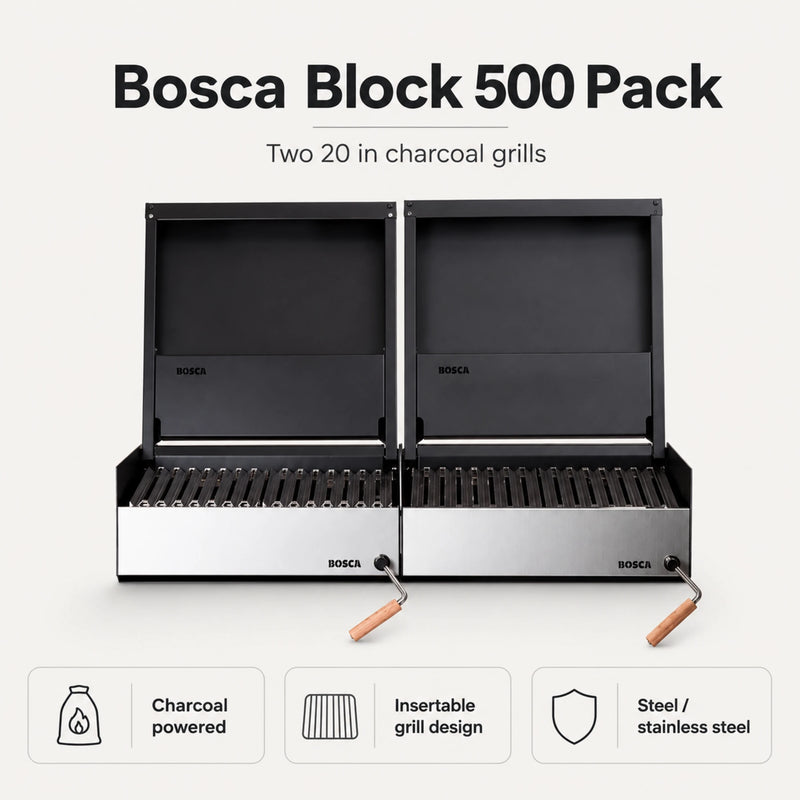 Bosca Pack Block 500 20" + Block 500 20" Built-in Charcoal Grill | GW STORE