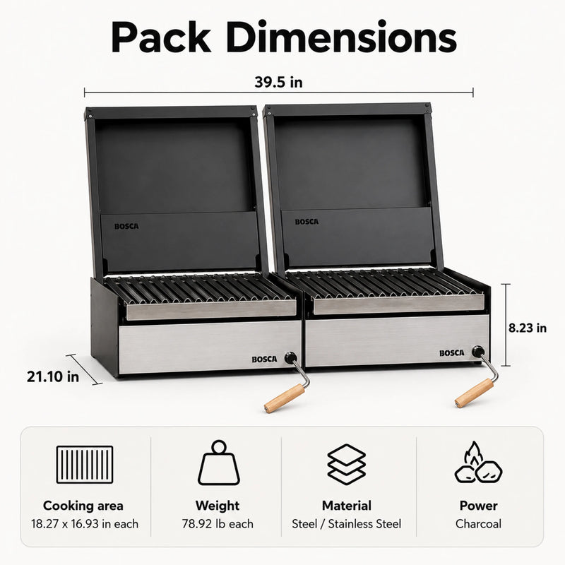 Bosca Pack Block 500 20" + Block 500 20" Built-in Charcoal Grill | GW STORE