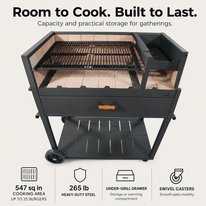 Nuke Delta Freestanding Argentine Charcoal Grill 45 Inch