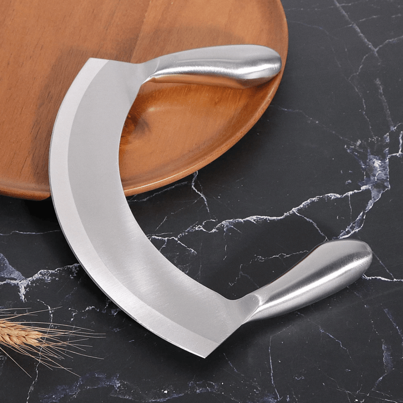 8.5'' STAINLESS STEEL MEZZALUNA KNIFE PIZZA CUTTER GW STORE