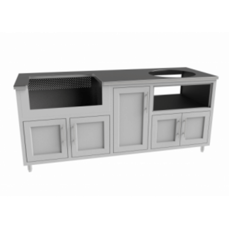 Challenger Designs White Coastal Outdoor Kitchen Package with Delta Heat 32" Grill and Large Egg Base