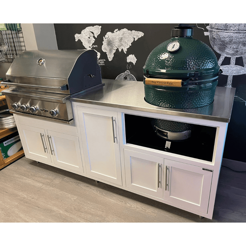 Challenger Designs White Coastal Outdoor Kitchen Package with Delta Heat 32" Grill and Large Egg Base