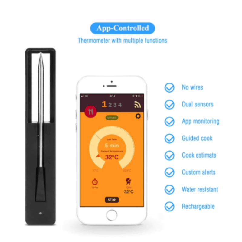 GWPro Wireless Meat Food Thermometer for Grill BBQ Smart Digital Bluetooth